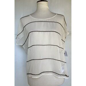 Volcom Women's Sheer Chain Reaction Short Sleeve Dolman Blouse Top Size M